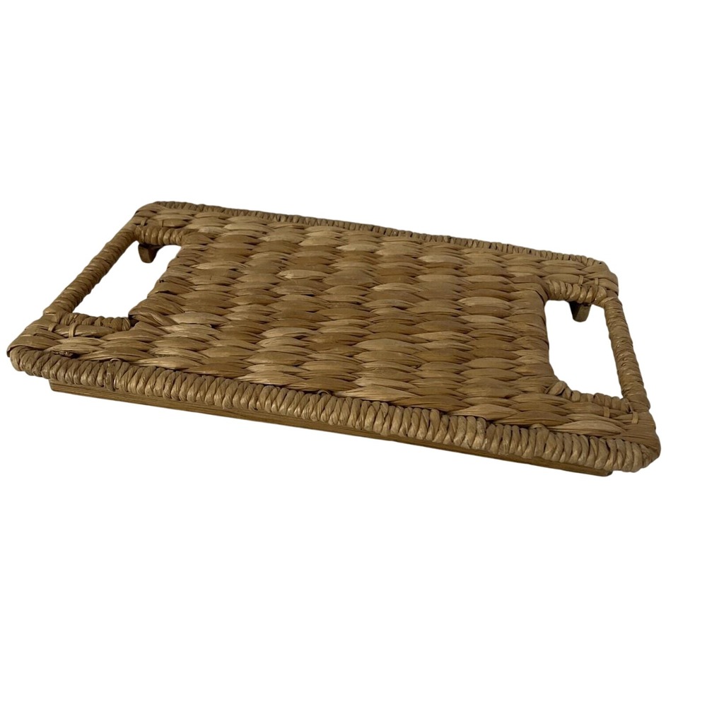 Woven Wicker Serving Tray Table Decor Vanity‎ Tray Ottoman Tray Handles